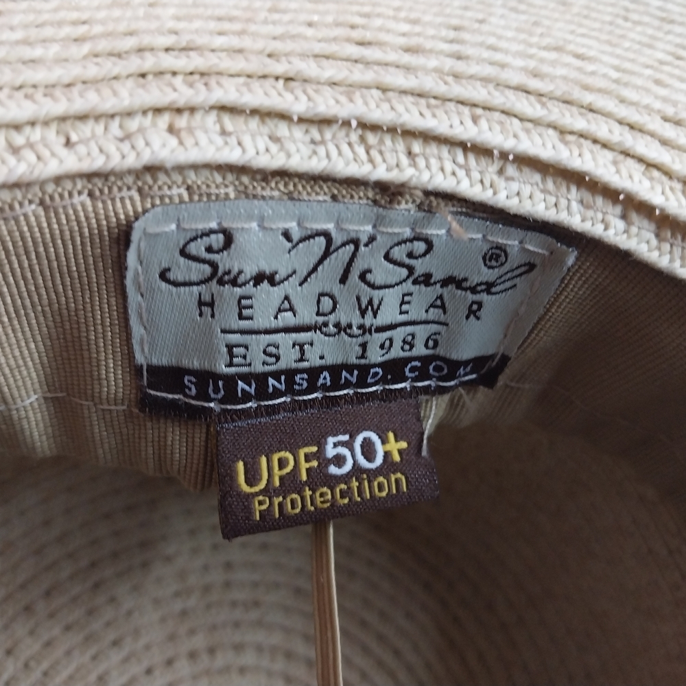 Sun n Sand Women's Wide Brim Straw Sun Hat with Decorative Rose - Cream - Picture 7 of 7